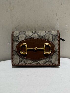 Gucci 1955 Horsebit GG Supreme Compact Wallet Card Holder